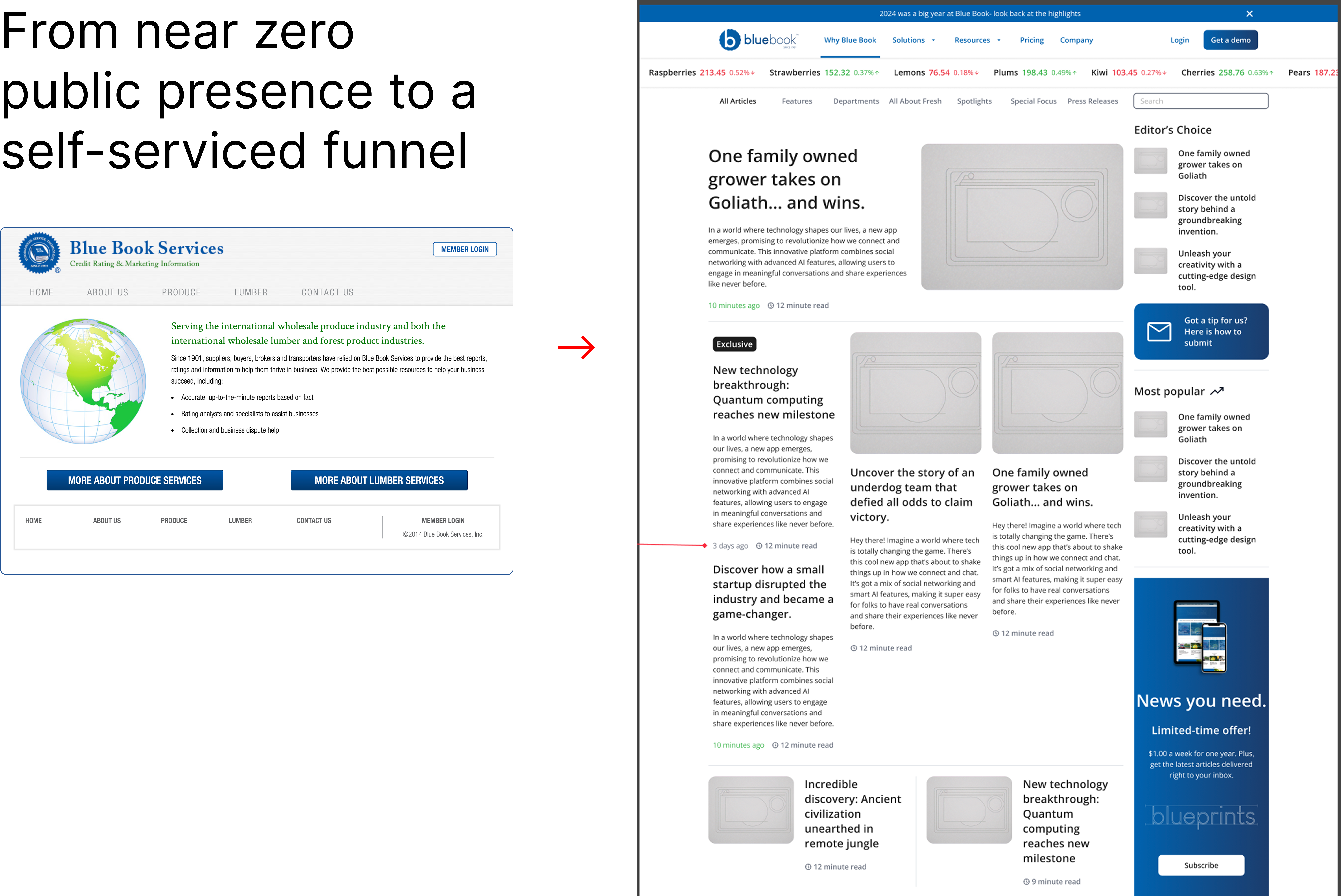The new public homepage you launched, that consolidated 3 websites into one and created a self serviced funnel for new subcribers.